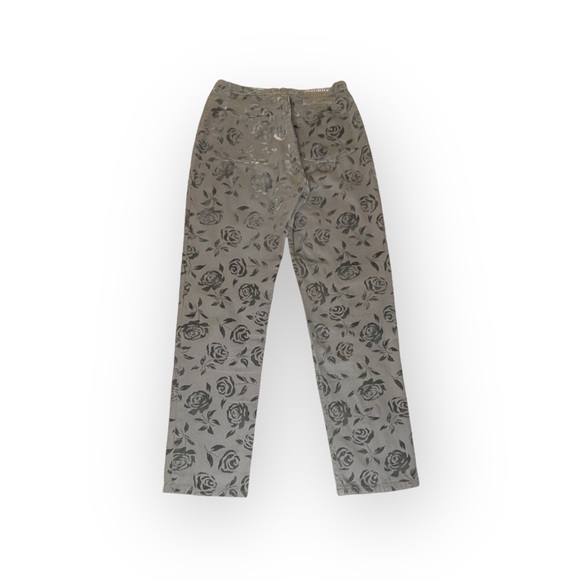 Vintage 90’s: Overdrive Jeans 𑁍 High Waist Rose Burnout Print 𑁍 Slate Grey 12 - Picture 3 of 16